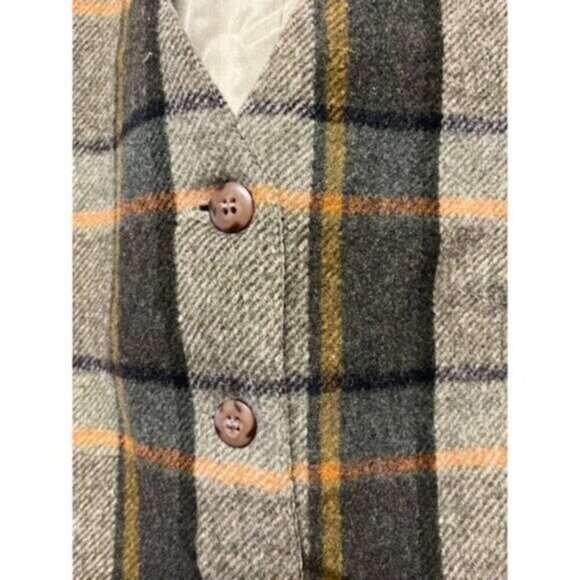 Vintage 90s Plaid Wool Button Up Vest Waistcoat Academia Preppy Men Women Large - Picture 3 of 5